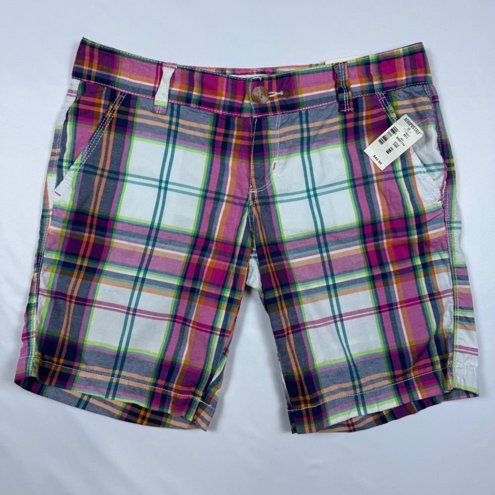Aeropostale Plaid Shorts Womens 5/6 Multi-Color Cotton Stretch A87 Preppy Summer